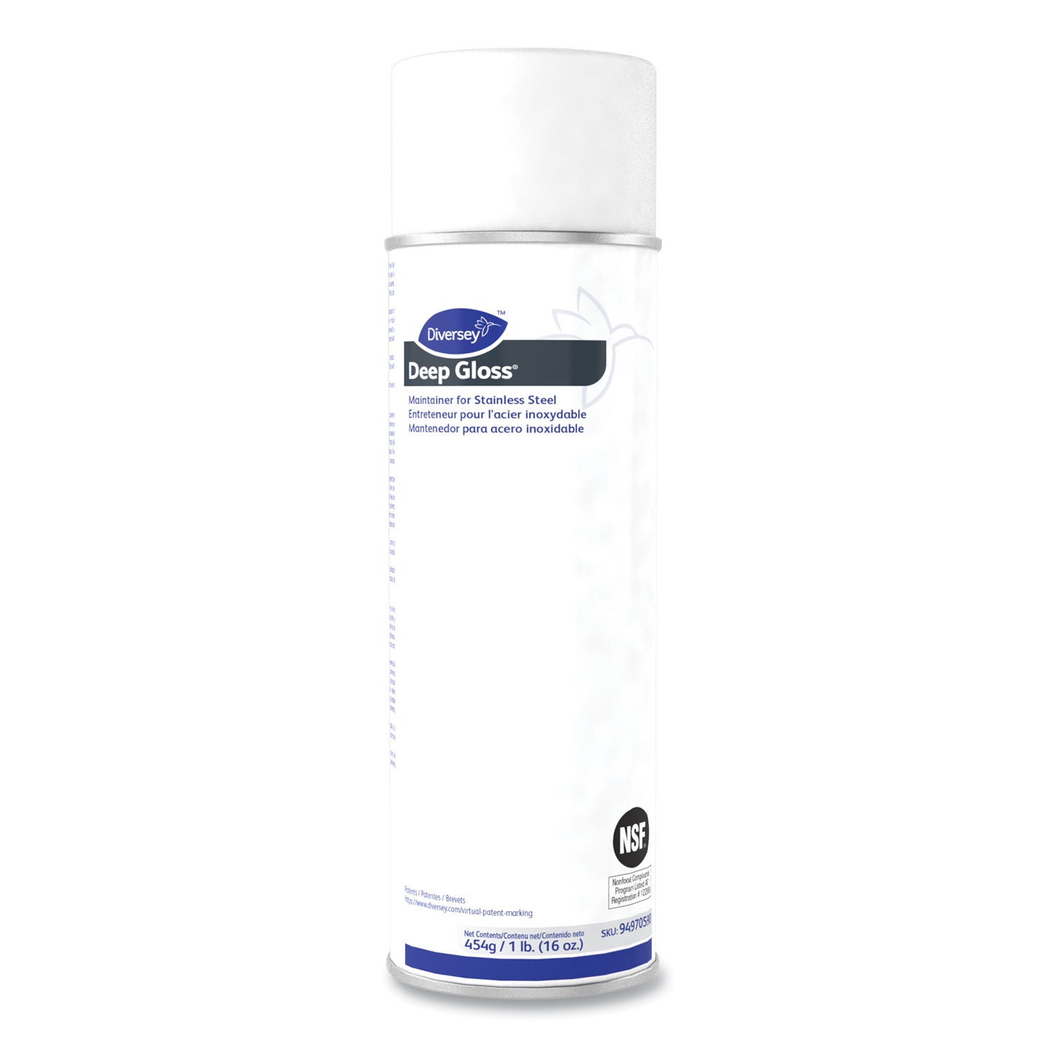 Diversey Deep Gloss Stainless Steel Maintainer, Ready-To-Use, Aerosol, 16 fl oz, White, 1 Each