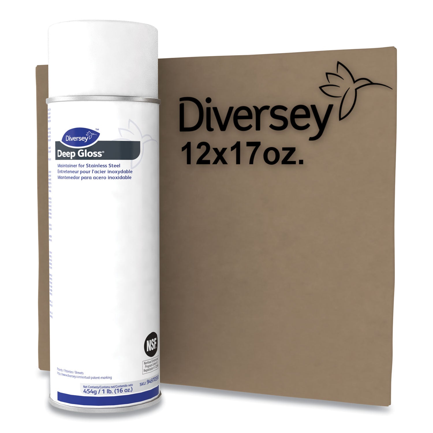 Diversey Deep Gloss Stainless Steel Maintainer, Ready-To-Use, Aerosol, 16 fl oz, White, 1 Each