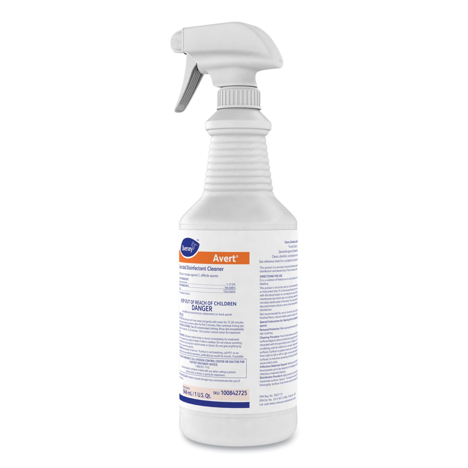 Ready-To-Use - 32 fl oz (1 quart) - Chlorine Scent - Disinfectant, Deodorize, Rinse-free - Yellow - 12 / Carton