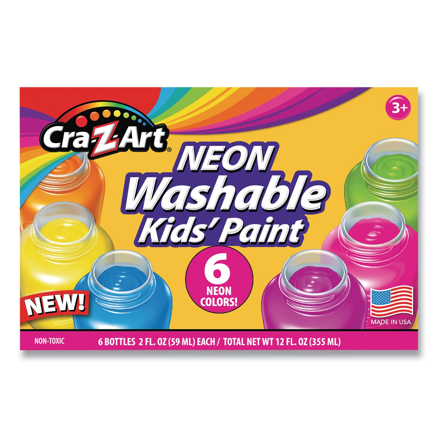 Washable Neon Paint, 6 Count