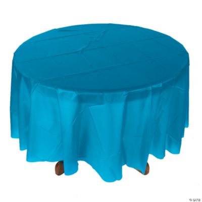 Turquoise Plastic Round Tablecover - 1 Piece