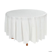 White Plastic Round Tablecover - 1 Piece