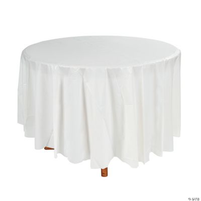 White Plastic Round Tablecover - 1 Piece