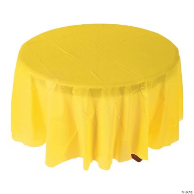 Yellow Plastic Round Tablecover - 1 Piece