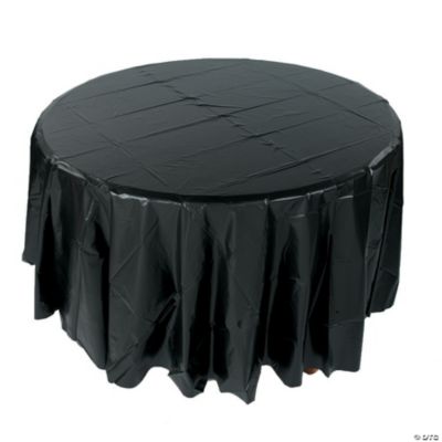 Black Plastic Round Tablecover - 1 Piece