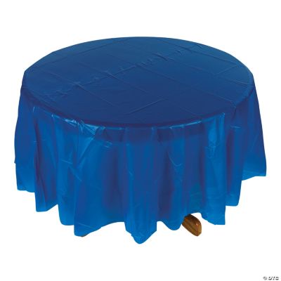 Blue Plastic Round Tablecover - 1 Piece