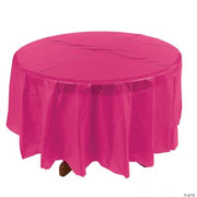 Hot Pink Plastic Round Tablecover - 1 Piece