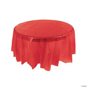 Red Plastic Round Tablecover - 1 Piece