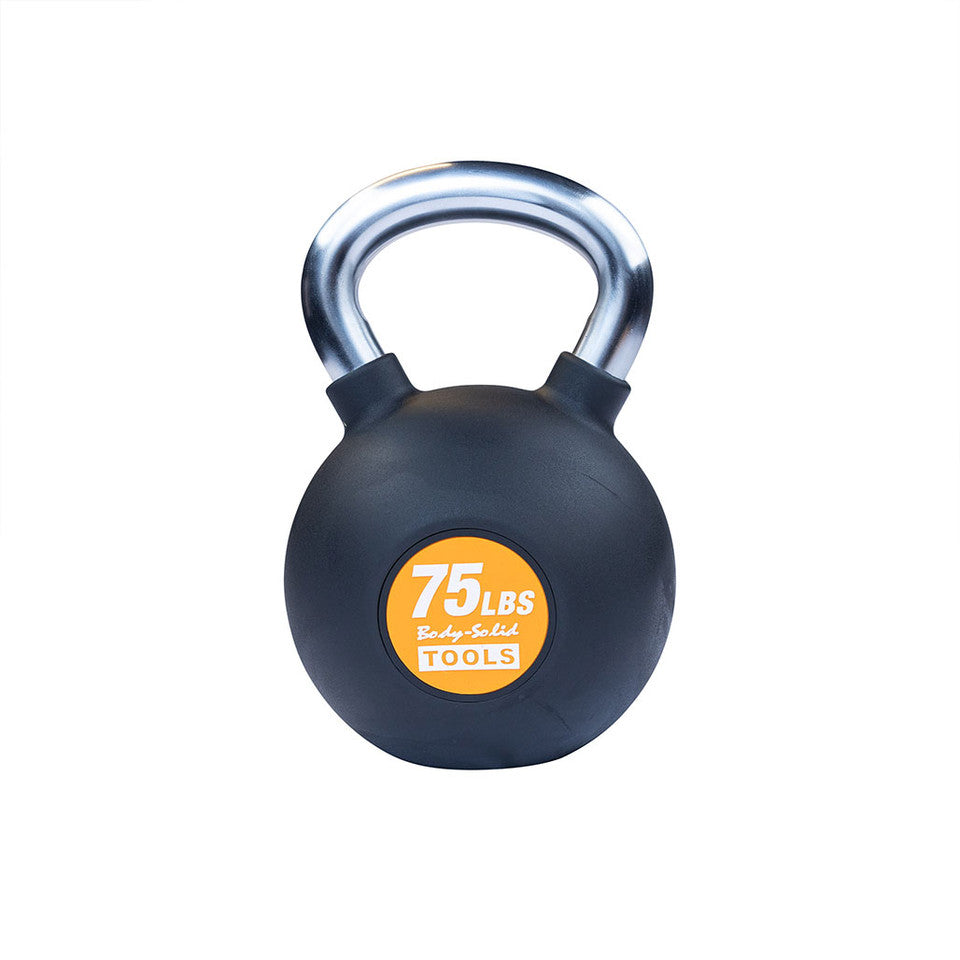 Chrome, Rubber Kettlebell 75Lb
