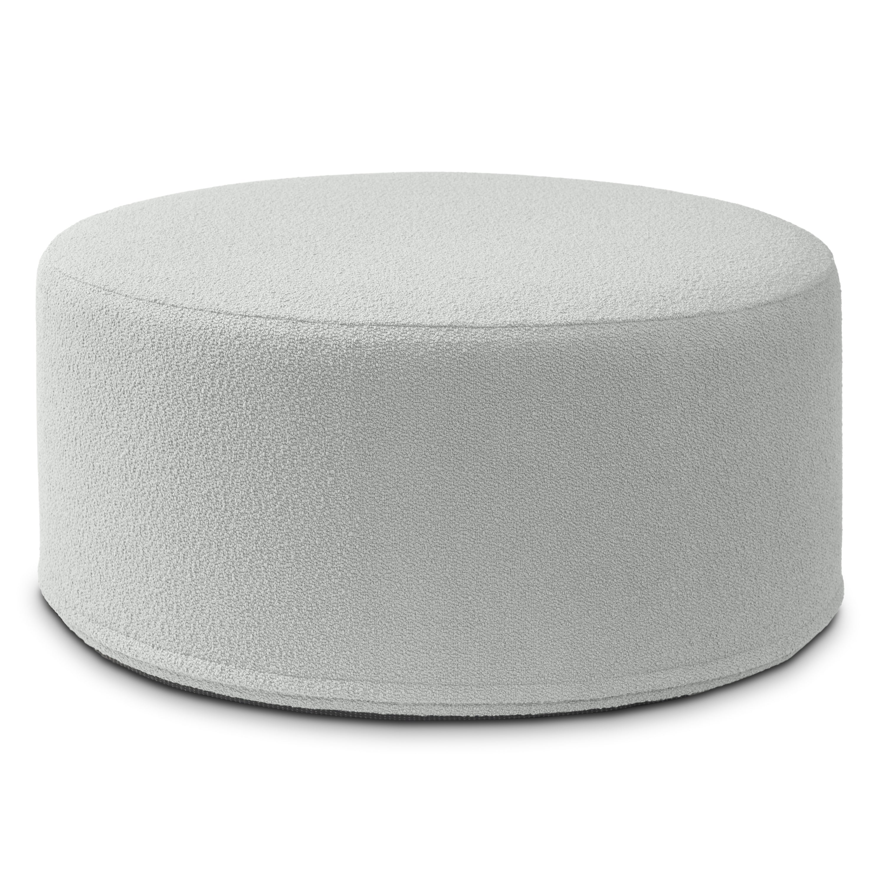 Jaxx Candler Round Couch Ottoman – Oversized Giant Coffee Table Ottoman - Versatile Firm Foam Construction - Kid Safe with Removable Cover, 36”, Luxe Boucle, Boucle Silver