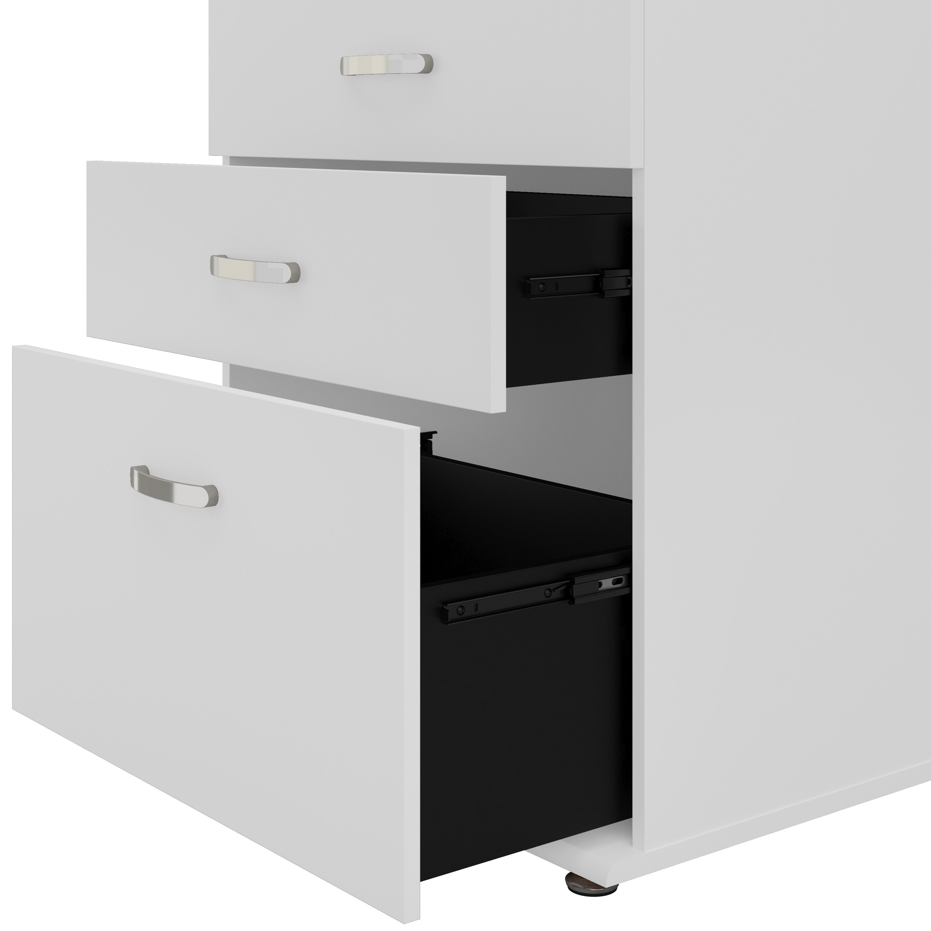 Bush Business Furniture Universal 108W 6 Piece Modular Storage Set with Floor and Wall Cabinets in White - 108.08" Width x 24.69" Depth x 61.81" Height