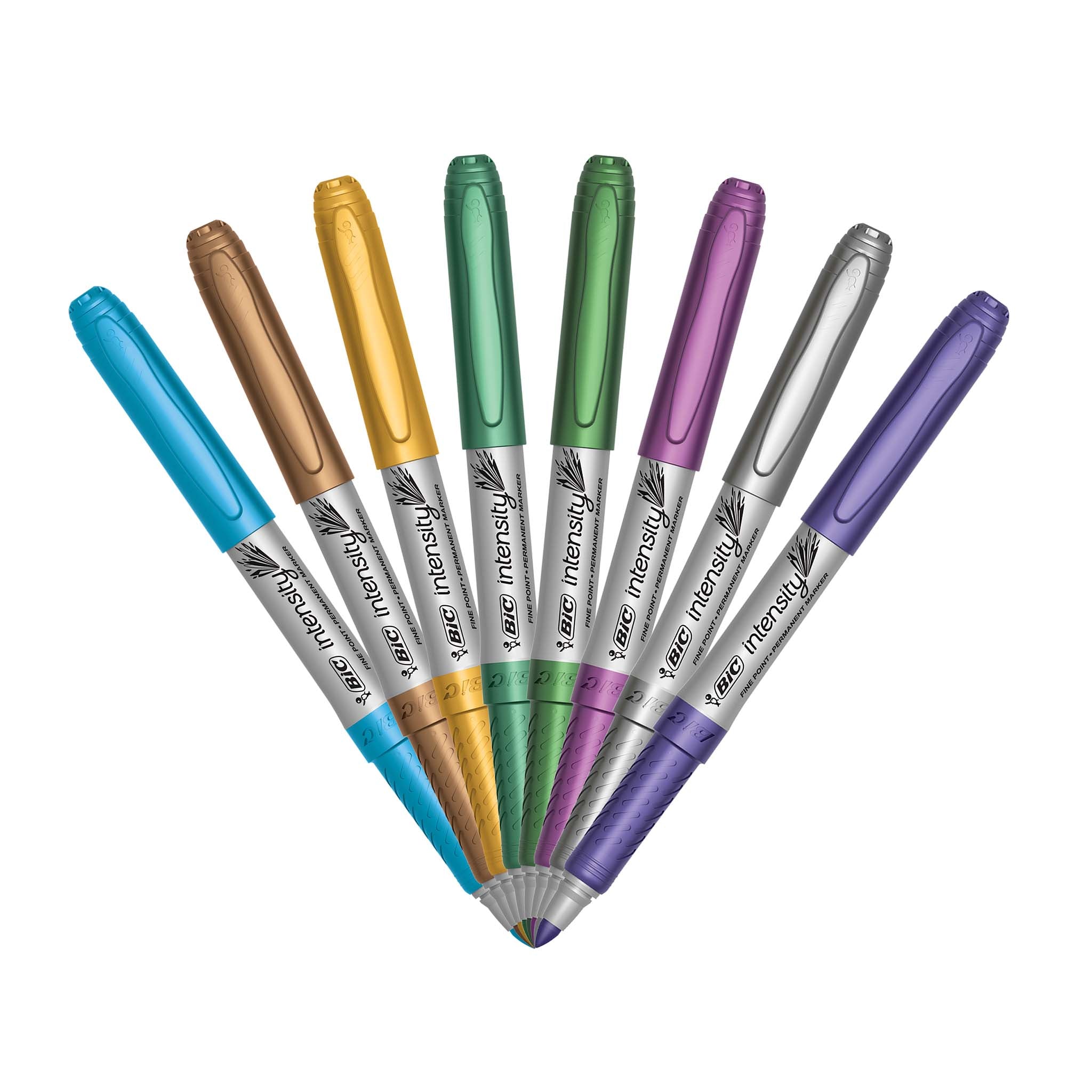Intensity Metallic Permanent Markers, Fine Point, Assorted Metallic, 8 Count