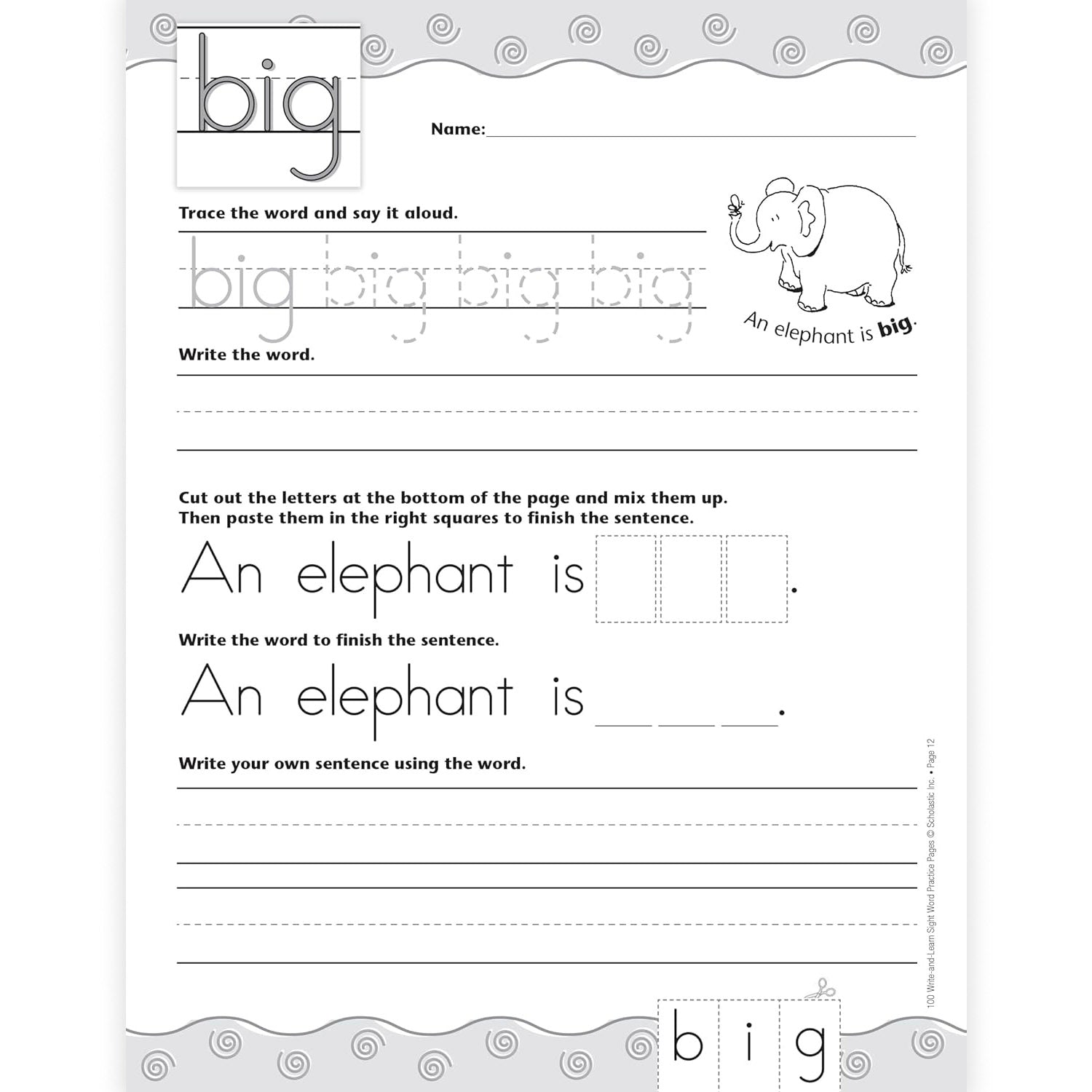 100 Write And Learn Sight Word Practice Pages, Grades K-2
