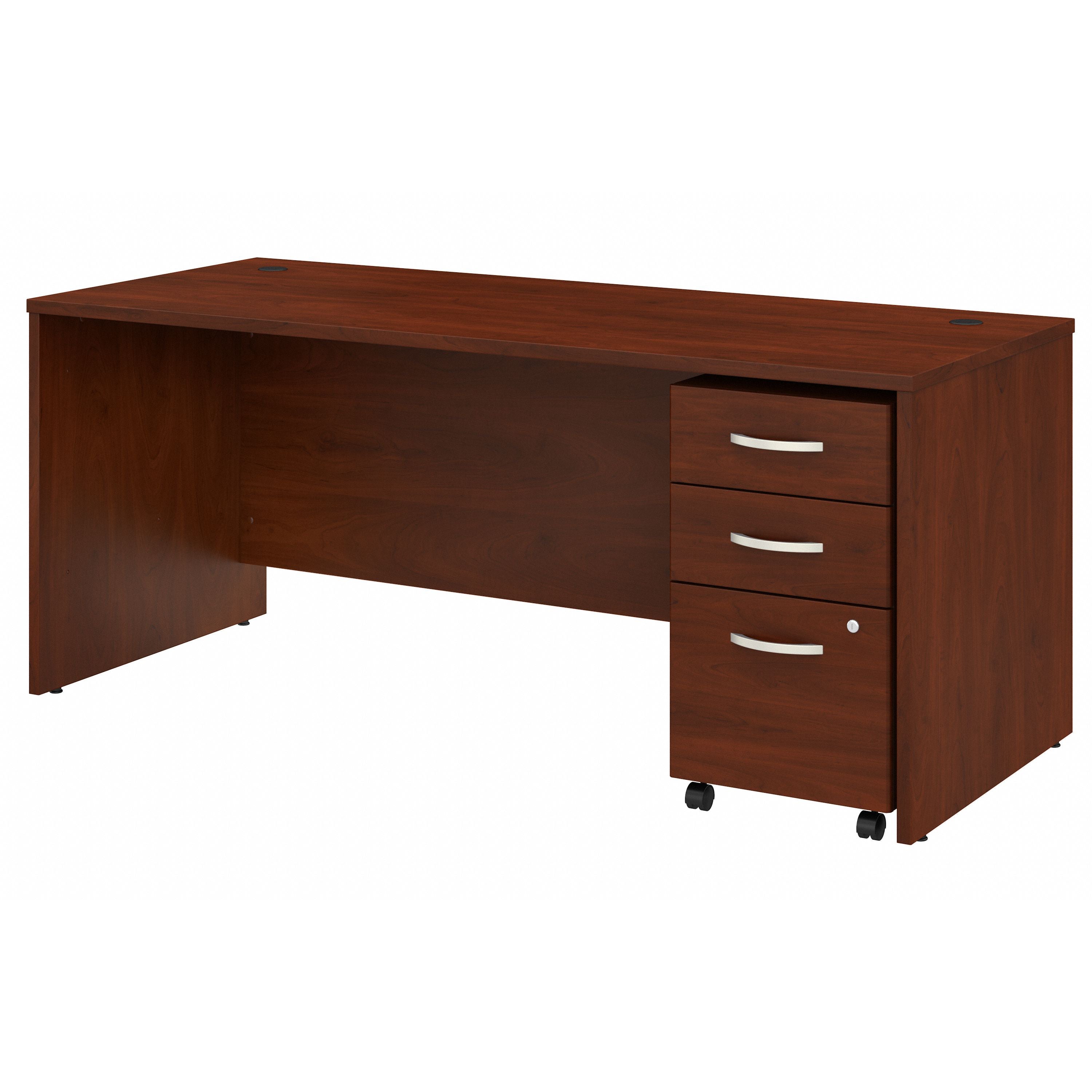 Bush Business Furniture Studio C 72W x 30D Office Desk with Mobile File Cabinet in Hansen Cherry - 71.1" Width x 29.37" Depth x 29.84" Height
