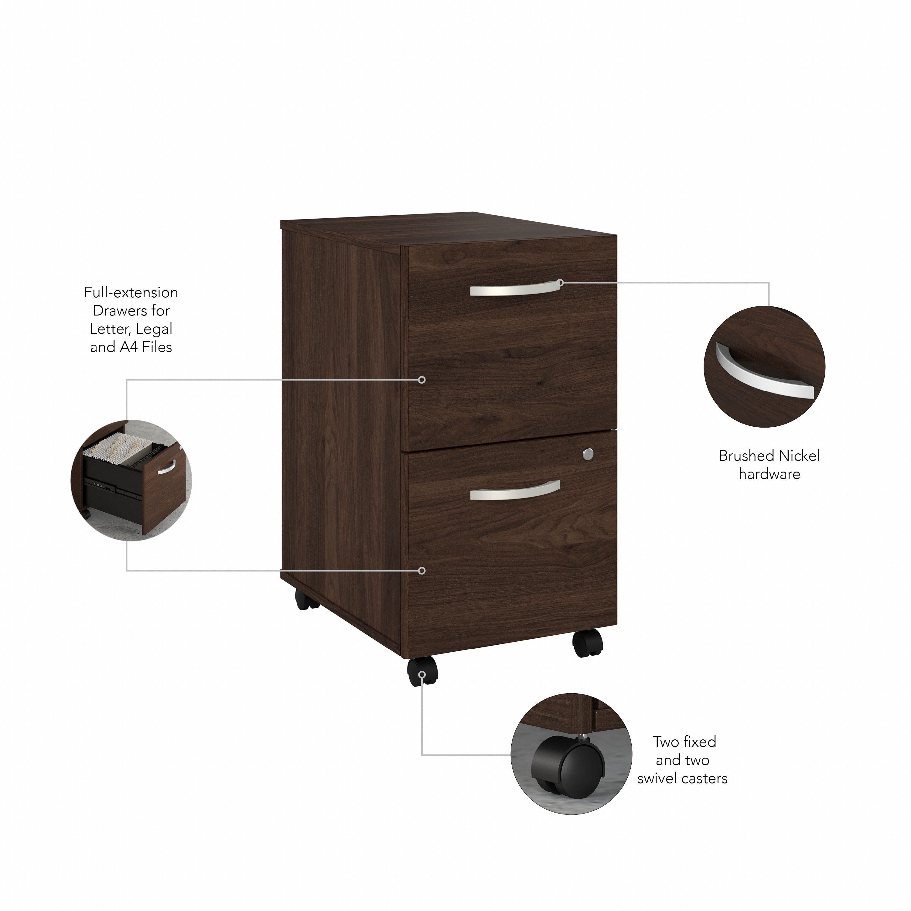 Bush Business Furniture Studio C 2 Drawer Mobile File Cabinet in Black Walnut - 15.71" Width x 20.2" Depth x 27.79" Height