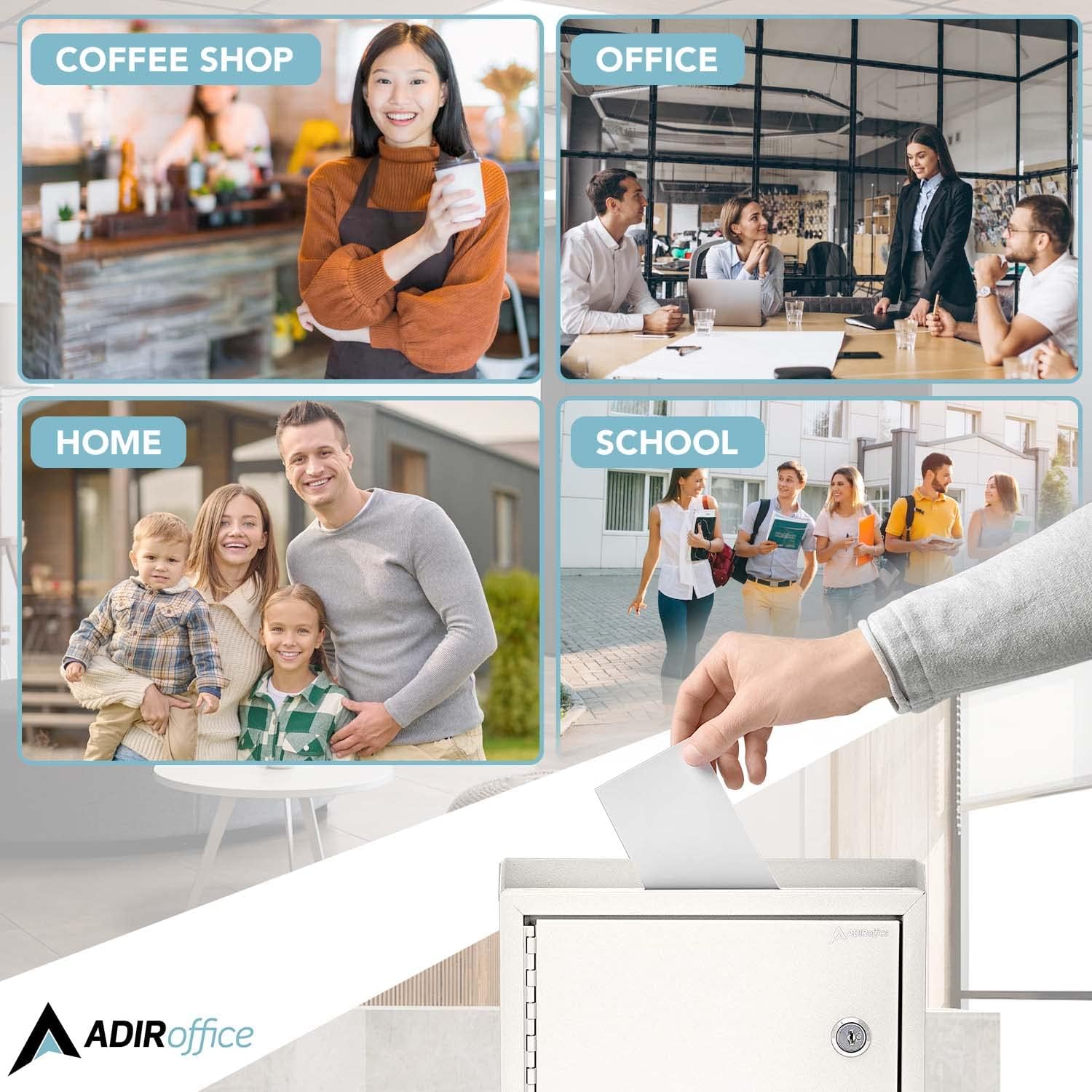 Medium Size White Steel Multi-Purpose Suggestion Drop Box with Suggestion Cards
