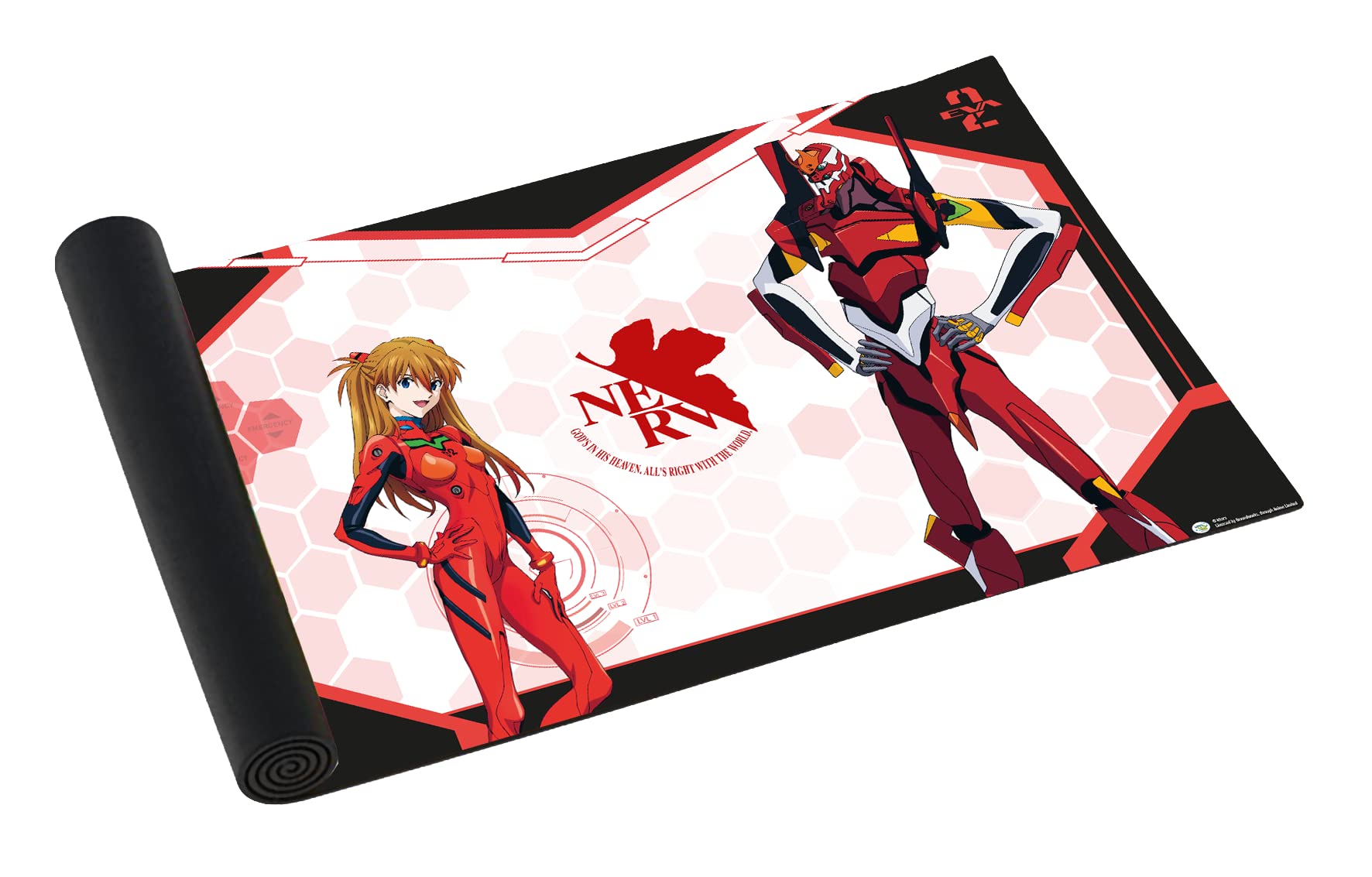 Japanime Games Evangelion: EVA 02 Playmat | High-Quality Gaming Playmat | Large Size (24” x 14”) | Premium Neoprene Surface, Non-Slip Base | Your Favorite Heroes