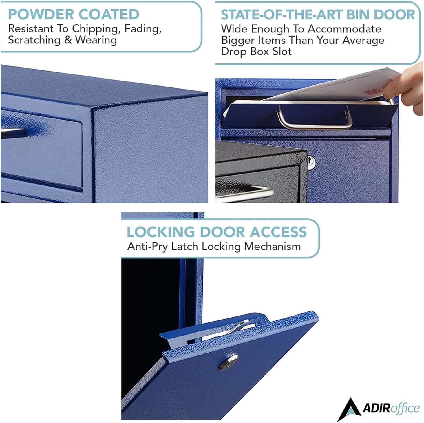 Large Ultimate Blue Drop Box Wall Mounted Mail Box with Suggestion Cards