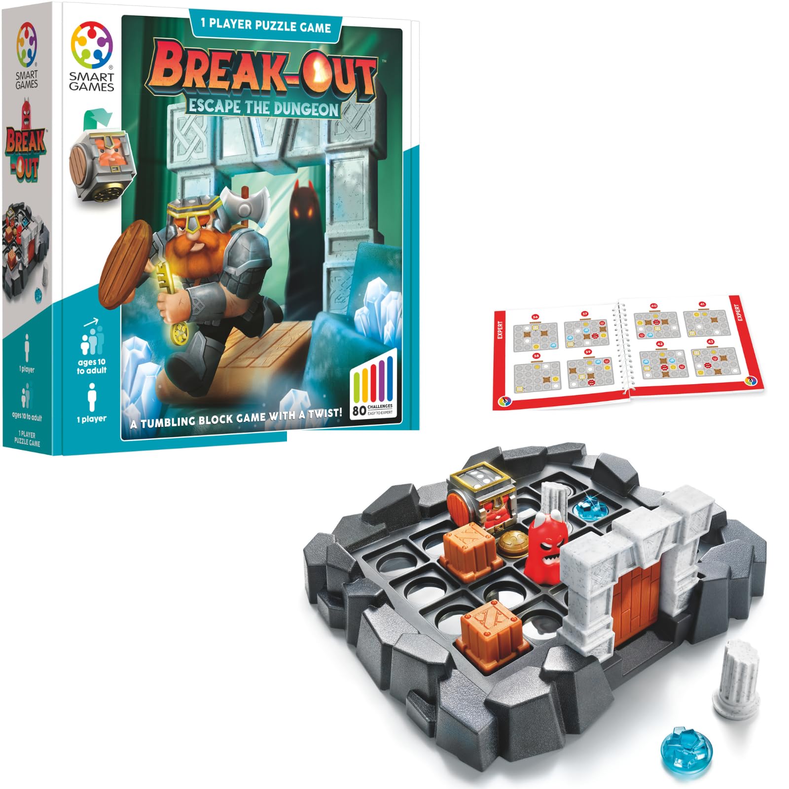 SmartGames Break-Out – Magnetic Logic Puzzle Game with 80 Challenges for Ages 10+