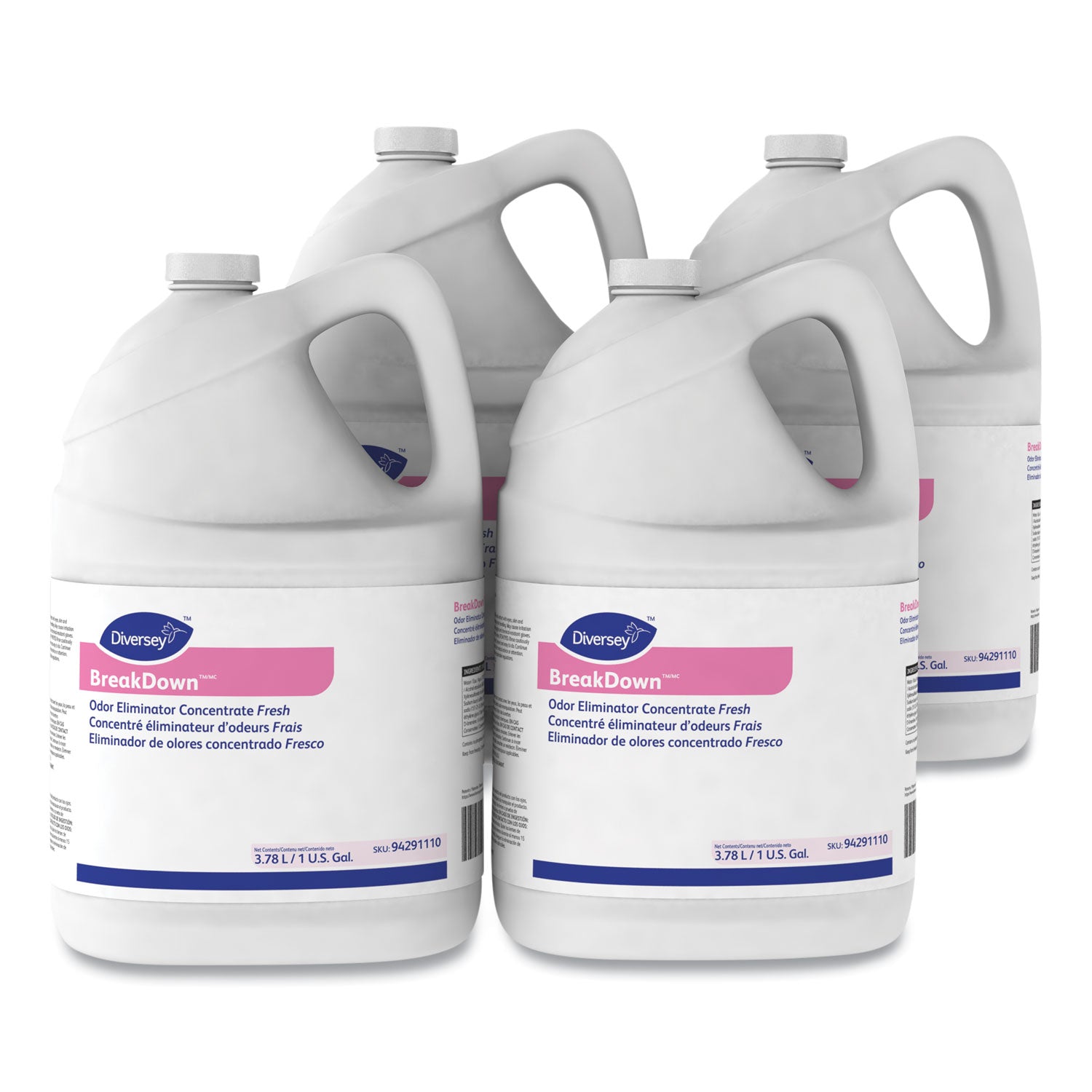 Diversey BreakDown Odor Eliminator, Concentrate, Liquid, 128 fl oz (4 quart), Cherry Almond Scent, Organic, Red Bottle, 1 Each