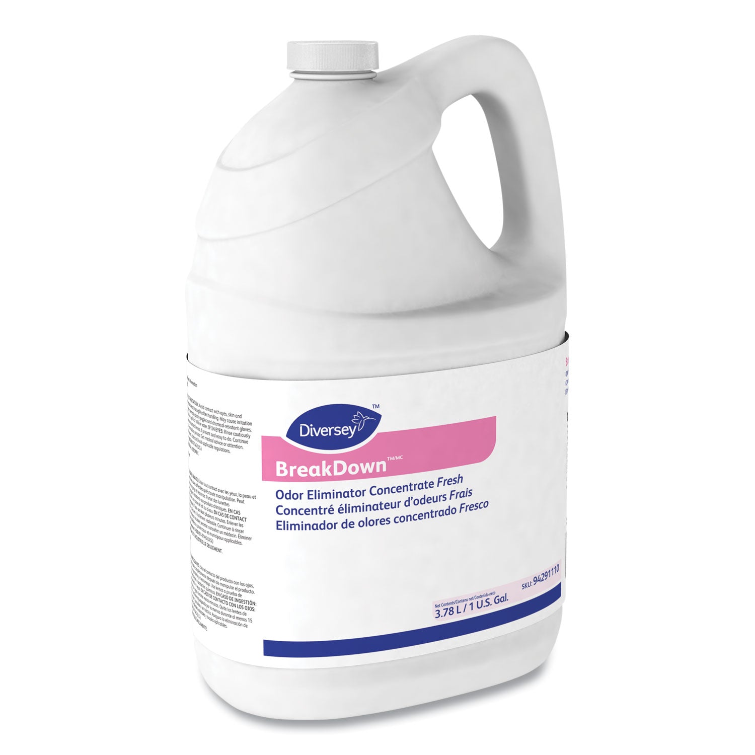 Diversey BreakDown Odor Eliminator, Concentrate, Liquid, 128 fl oz (4 quart), Cherry Almond Scent, Organic, Red Bottle, 1 Each