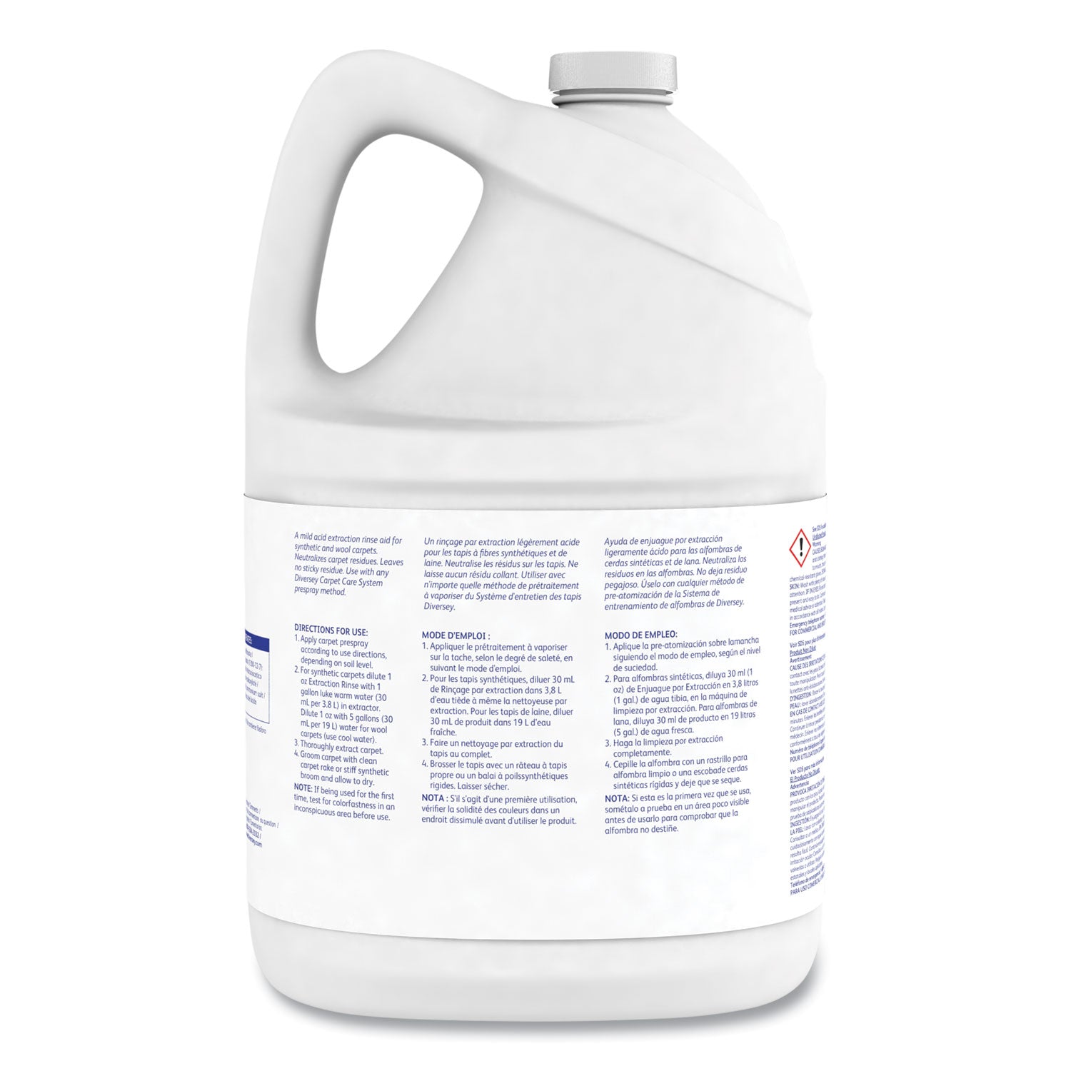 Diversey Carpet Extraction Rinse, Liquid, 128 fl oz, Fruity Floral/Fresh Scent, 3.19 pH, Clear, 4/Carton