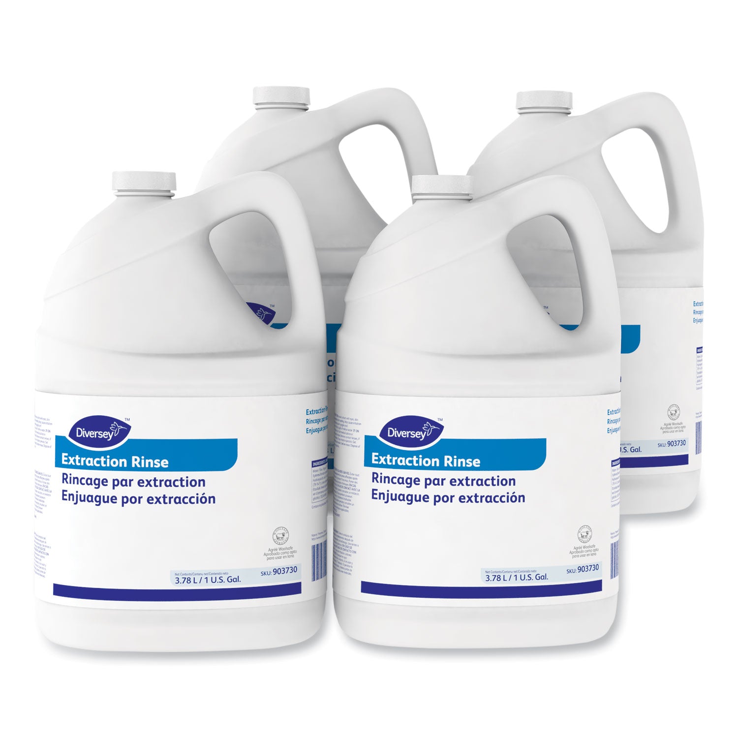 Diversey Carpet Extraction Rinse, Liquid, 128 fl oz, Fruity Floral/Fresh Scent, 3.19 pH, Clear, 4/Carton