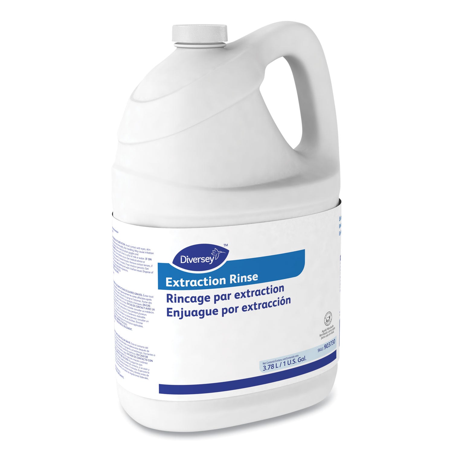 Diversey Carpet Extraction Rinse, Liquid, 128 fl oz, Fruity Floral/Fresh Scent, 3.19 pH, Clear, 4/Carton