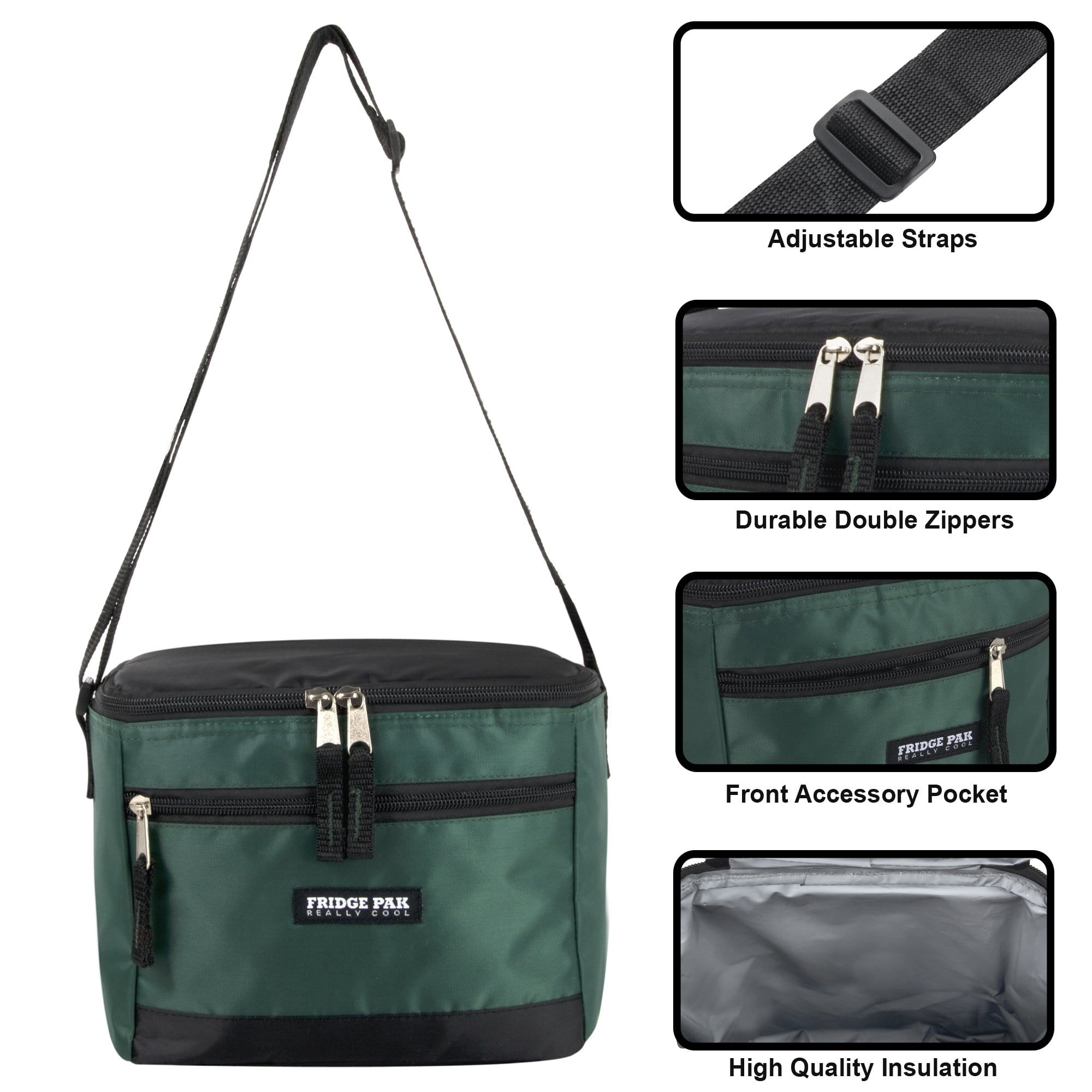 Fridge Pak 6 Can Cooler Bag With Front Zippered Pocket - 24 in the Pack