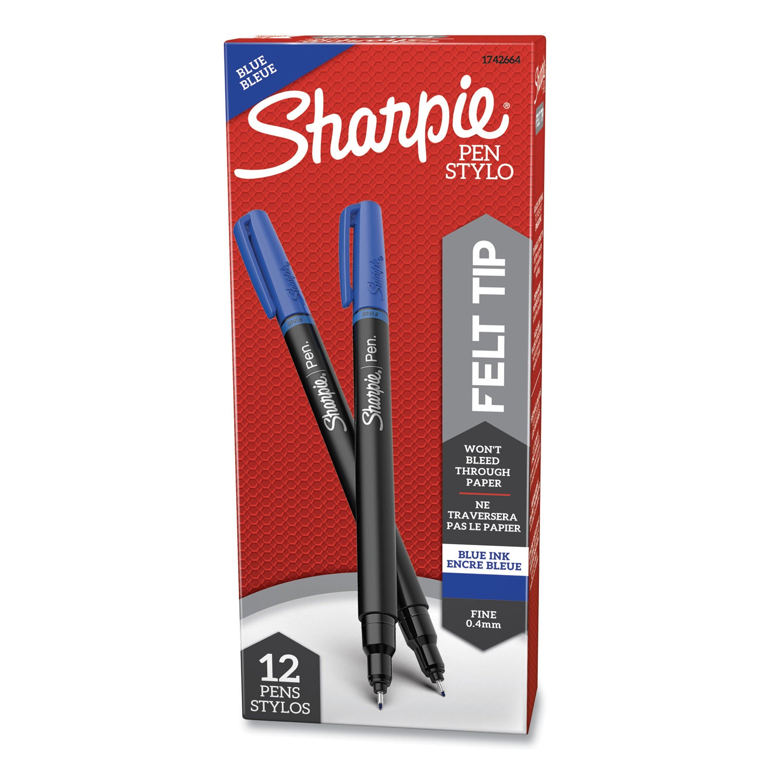 Sharpie Fine Point Pen - Fine Pen Point - Blue Ink - Silver Barrel - 1 Dozen