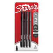 Sharpie Fine Point Pen - Fine Needle Pen Point - Black Ink - Gray, Black Barrel - 4 / Pack