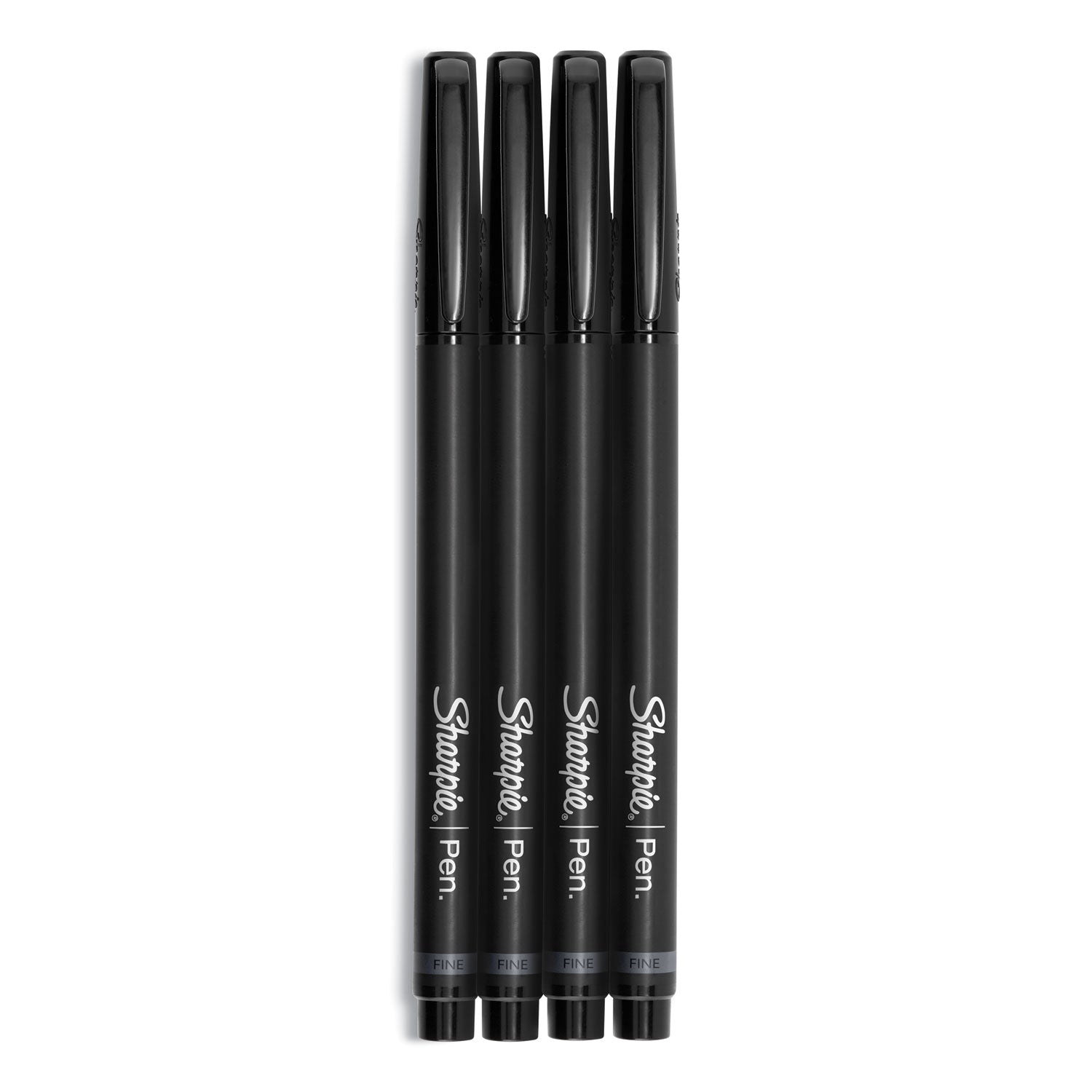 Sharpie Fine Point Pen - Fine Needle Pen Point - Black Ink - Gray, Black Barrel - 4 / Pack