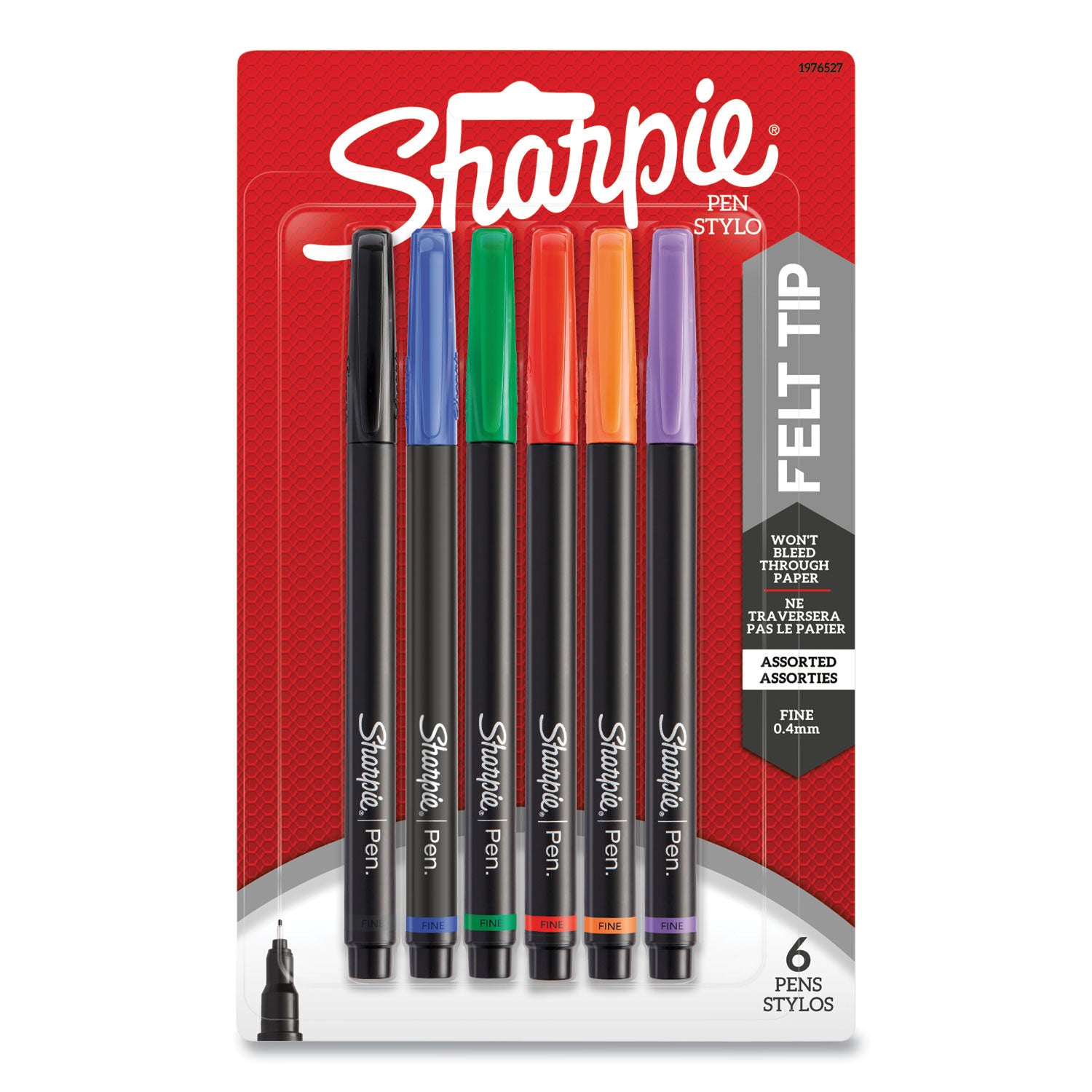 Sharpie Fine Point Pens, Assorted Ink, Fine Tip, 6 Pack