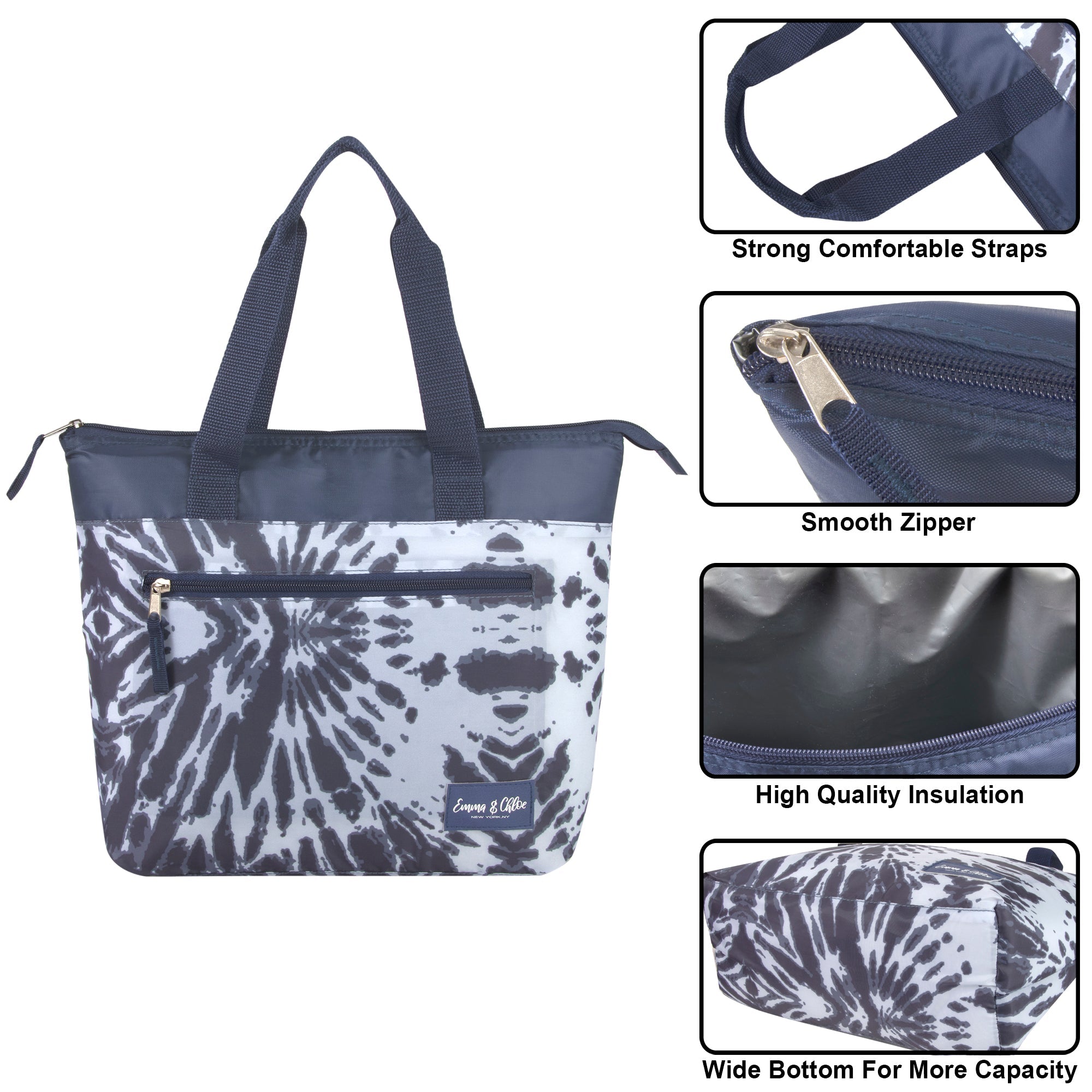 Floral & Tie Dye Lunch Tote - 2 Colors - 24 in the Pack