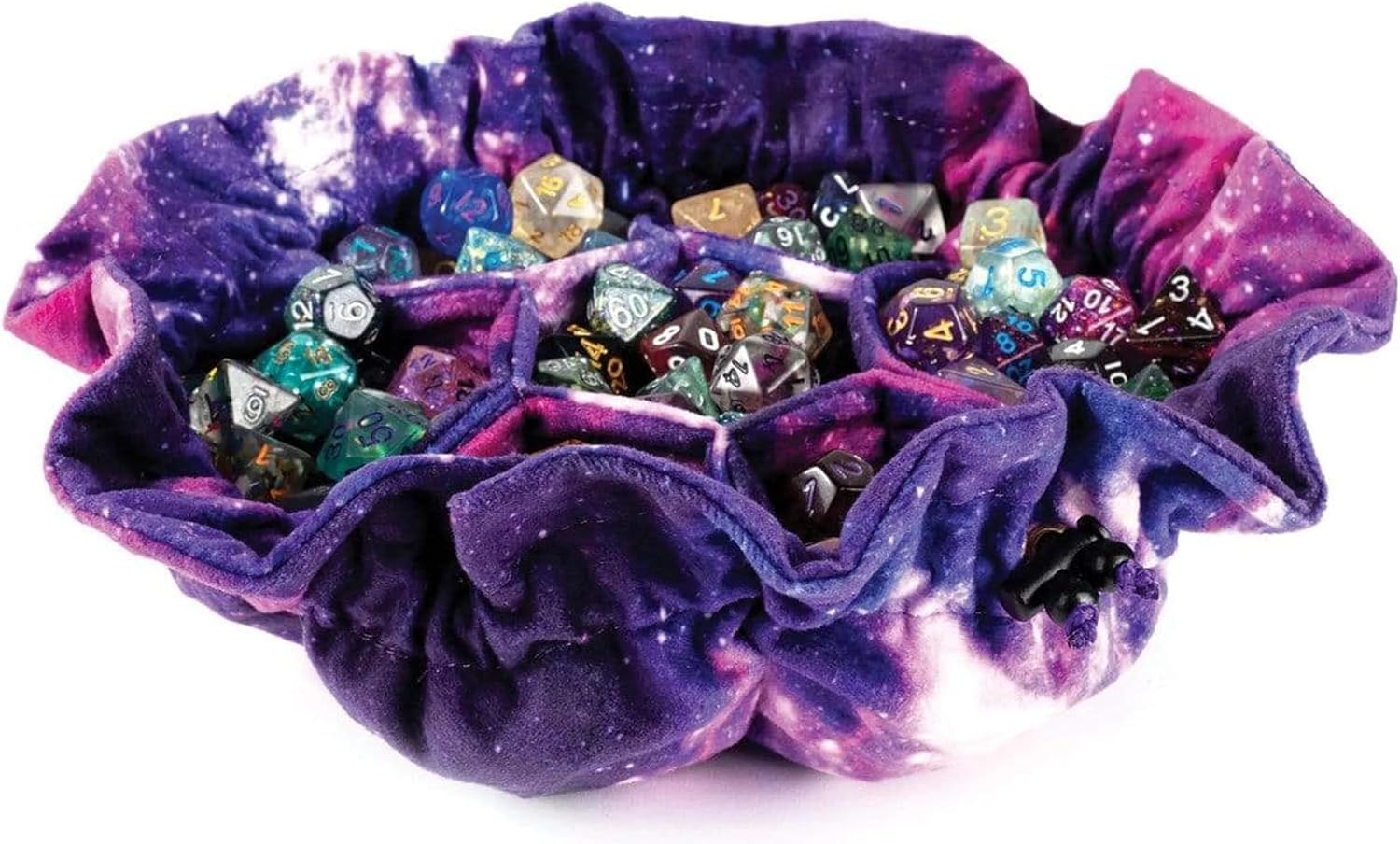 FanRoll Velvet Compartment Dice Bag with Pockets: Nebula, Role Playing Game Dice Accessories for Dungeons and Dragons
