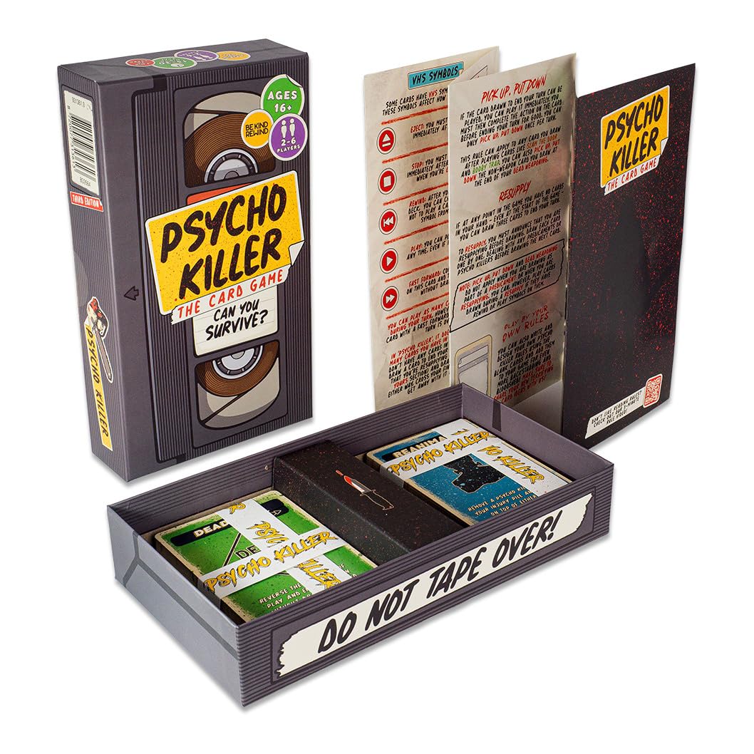Escape Tabletop Games: Psycho Killer: Third Edition - The Card Game, Can You Survive? Fast-Paced Party Game, Ages 16+, 2-6 Players, Amazon Exclusive