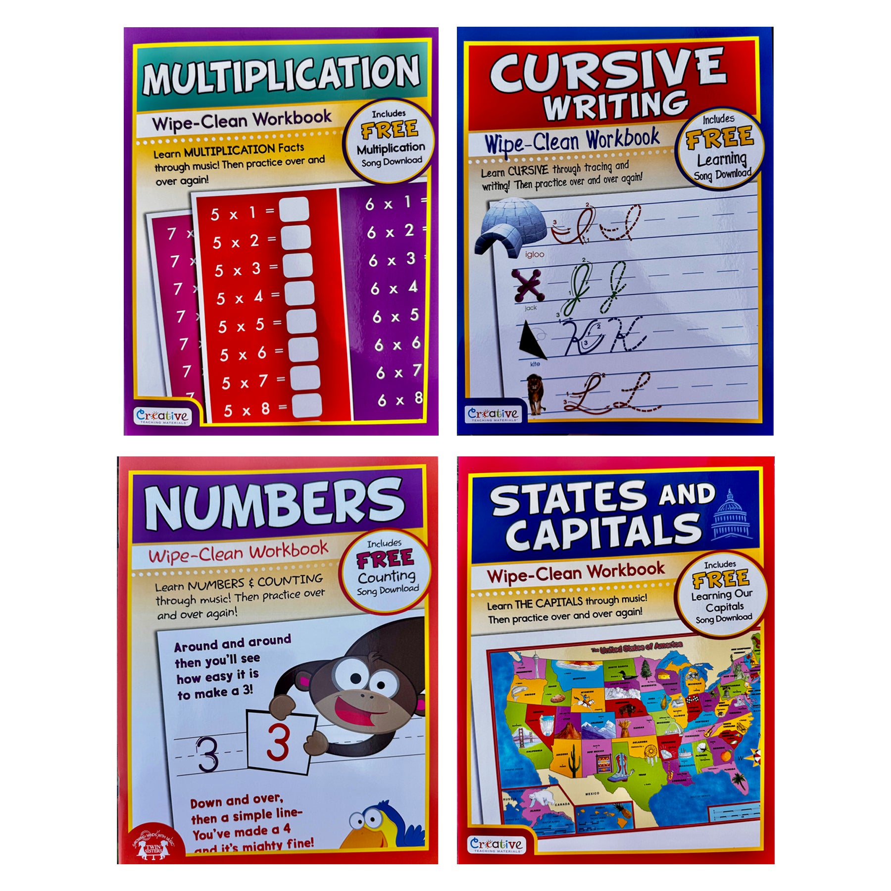 Wipe-Clean Workbook Set 1, 4 Books