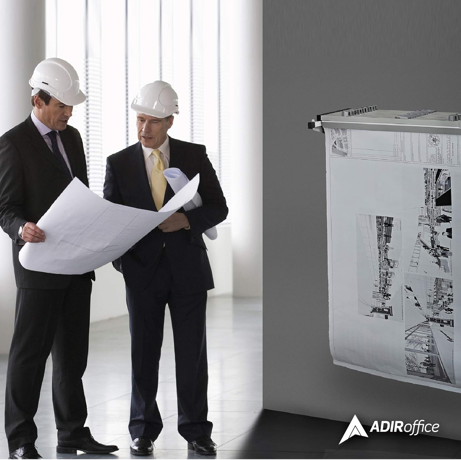 Drop/Lift Wall Rack for Blueprints, White