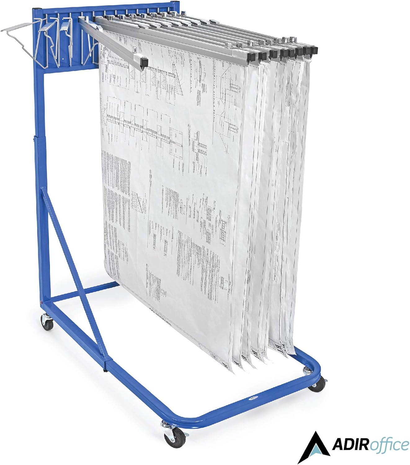 Vertical File Rolling Stand for Blueprints, Blue