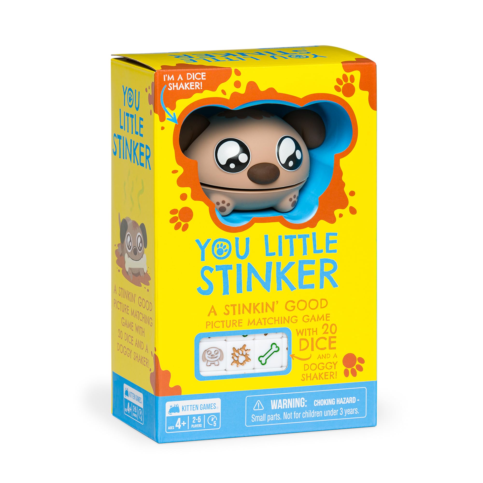 Exploding Kittens You Little Stinker 2-5 Players - Ages 4+ - 5 Minutes to Play - Matching Game with Dice and Shaker - Kid Friendly Dice Game, Family Game Night, Engaging Kids Game