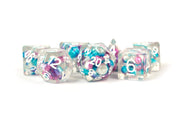 Pearl Dice Gradient Purple/Teal/White w/ White Numbers 16mm Resin Poly Dice Set