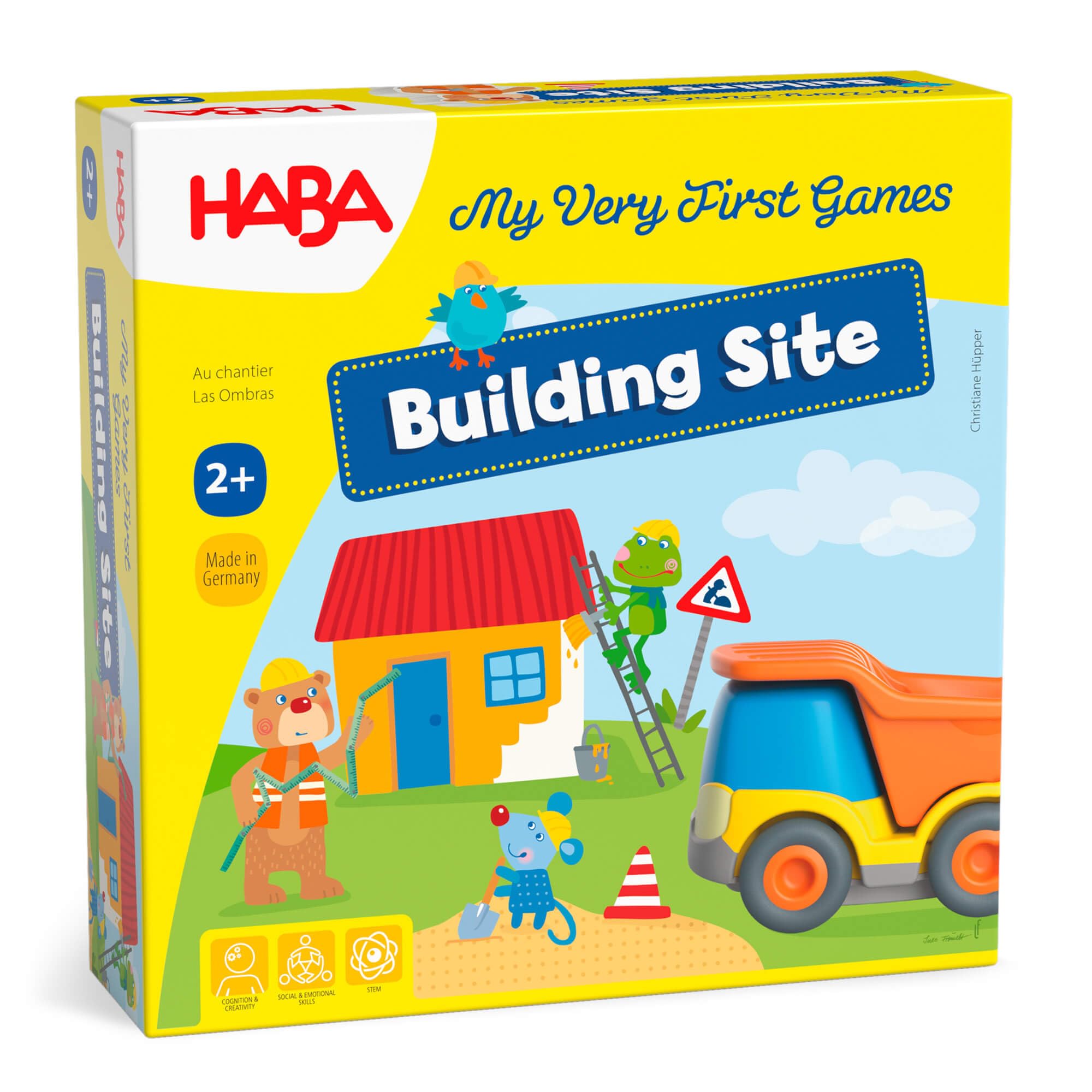 HABA My Very First Games Building Site, A Cooperative Learning Kids Game, Toddler Learning Activities & Games for 2+ Year Olds with Included Toy Truck