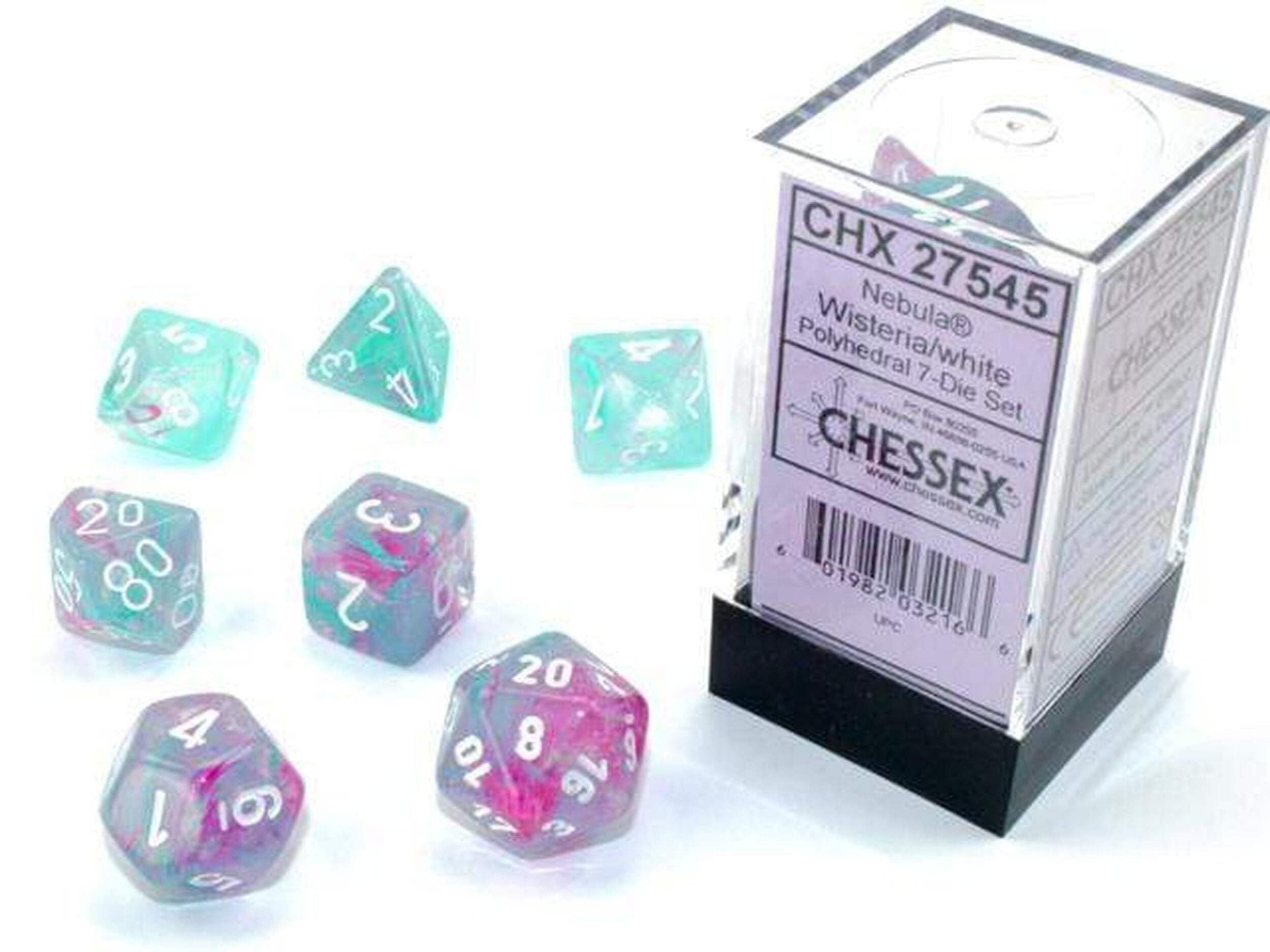 Chessex Polyhedral Dice Set: Nebula Luminary - Wisteria w/White (7)