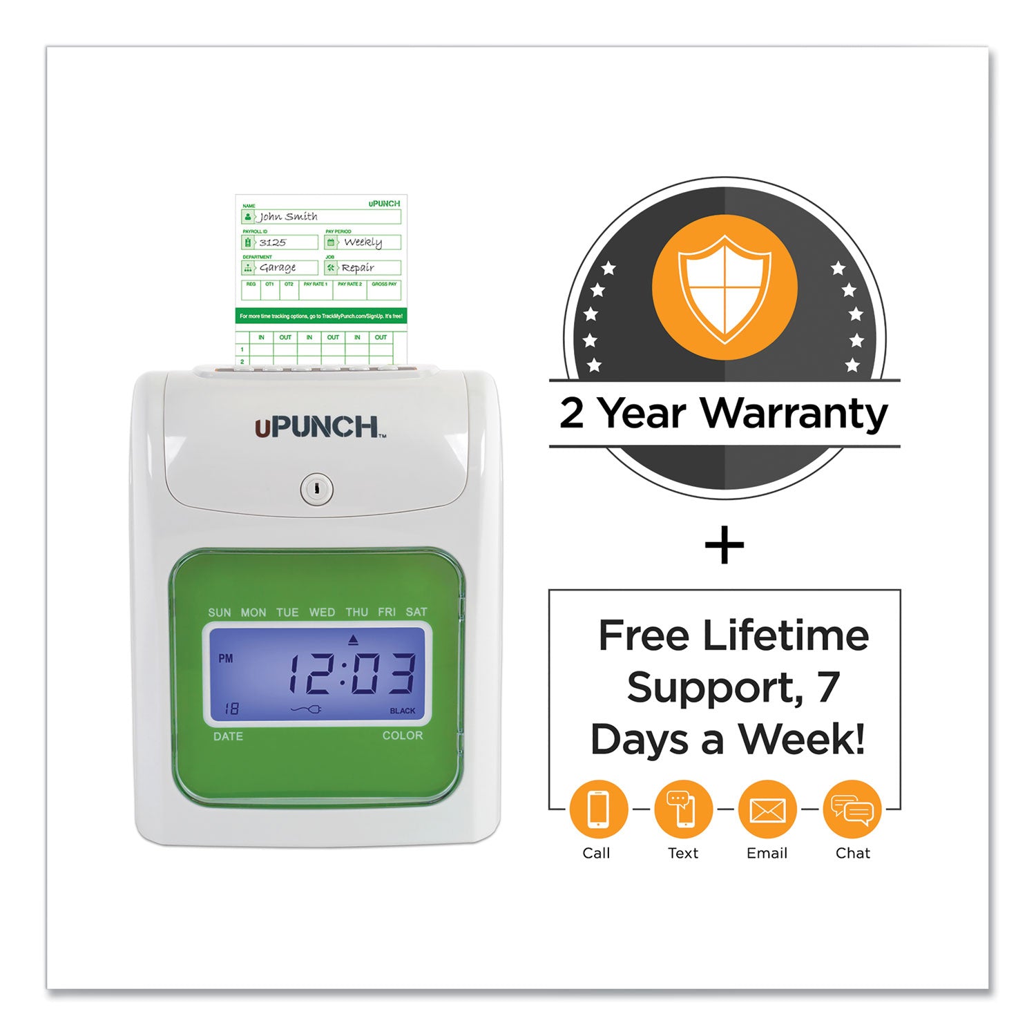 Hn1500 Electronic Non-Calculating Time Clock Bundle, Lcd Display, Beige/green