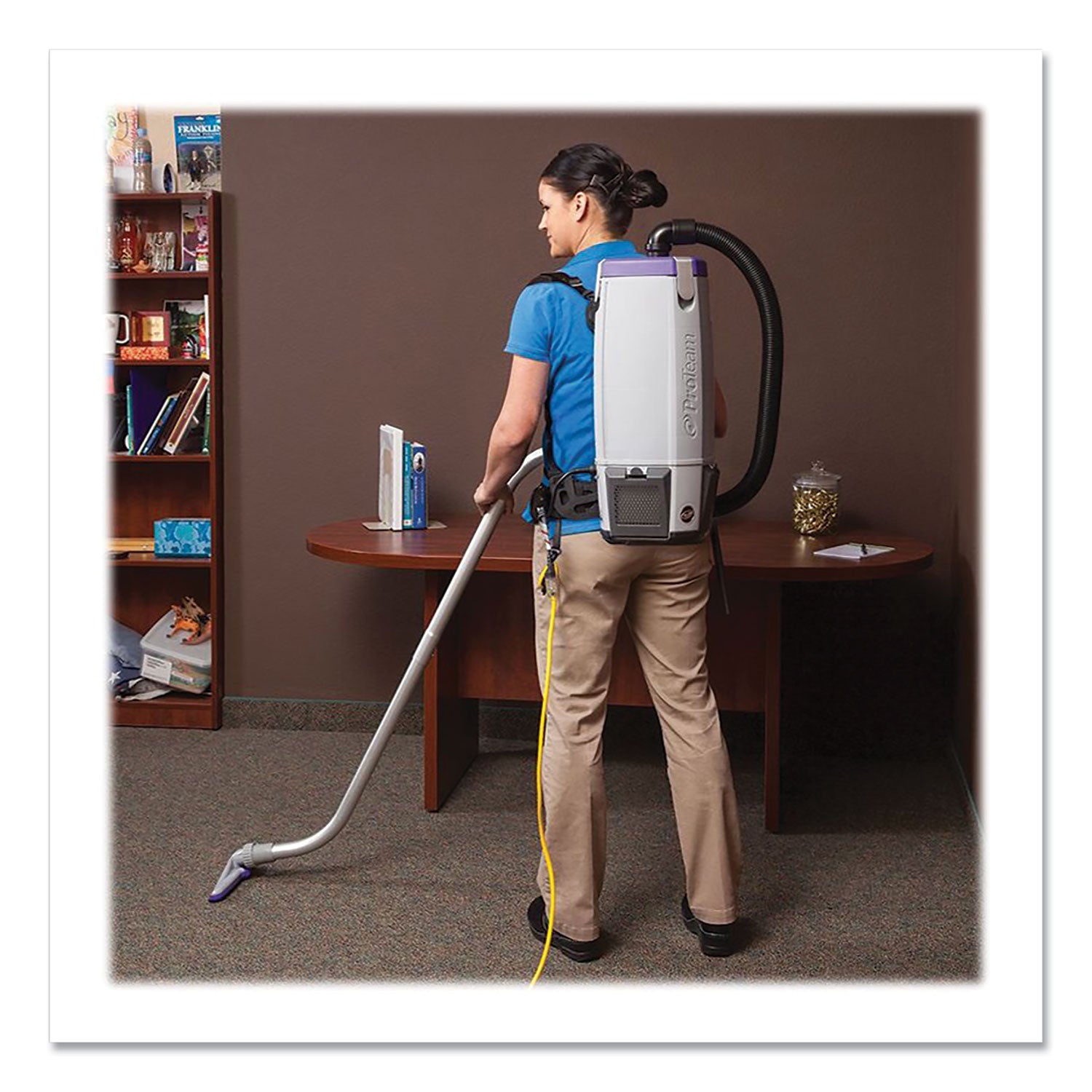 Super Coach Pro 10 Backpack Vacuum With Xover Fixed-Length Two-Piece Wand, 10 Qt Tank Capacity, Gray/Purple