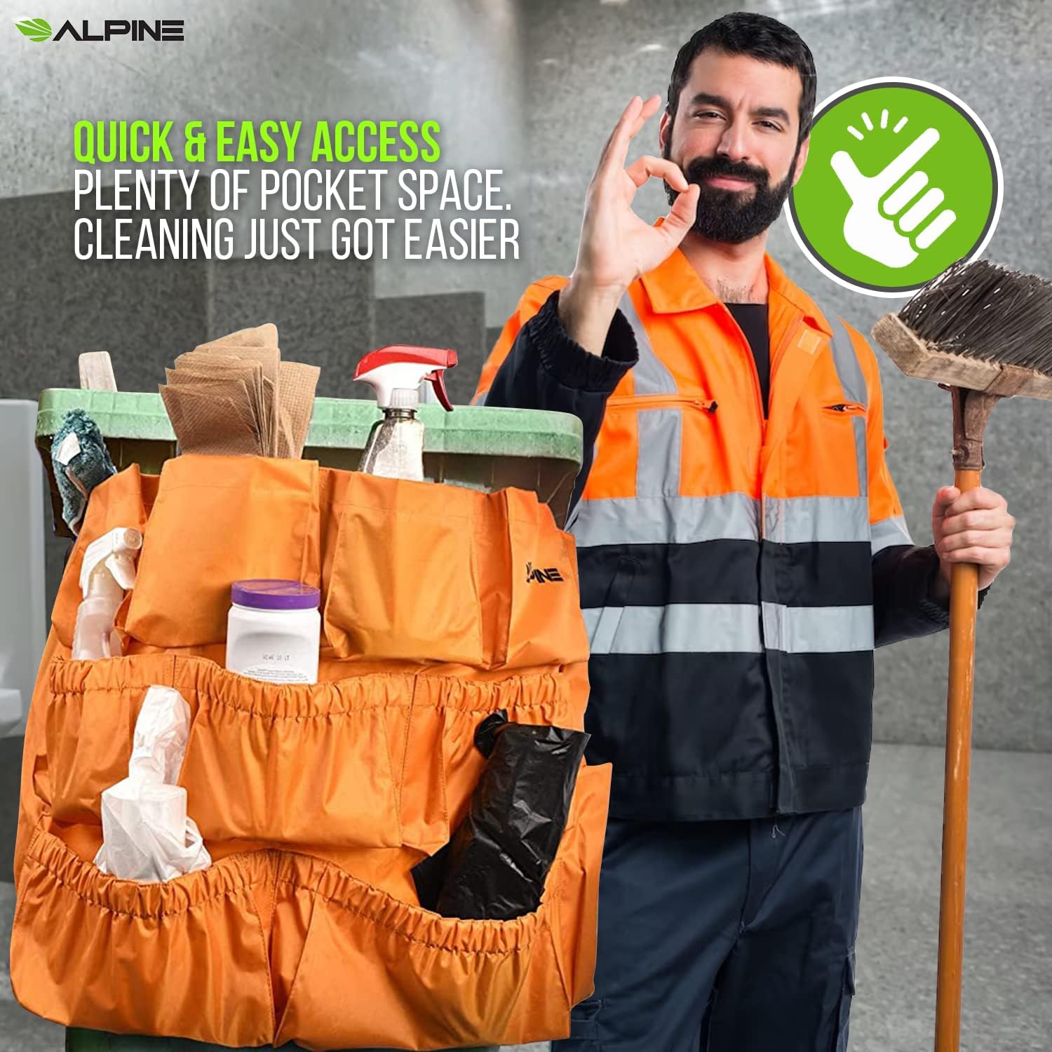 Alpine Industries Caddy Bag for Large Round and Square Trash Cans