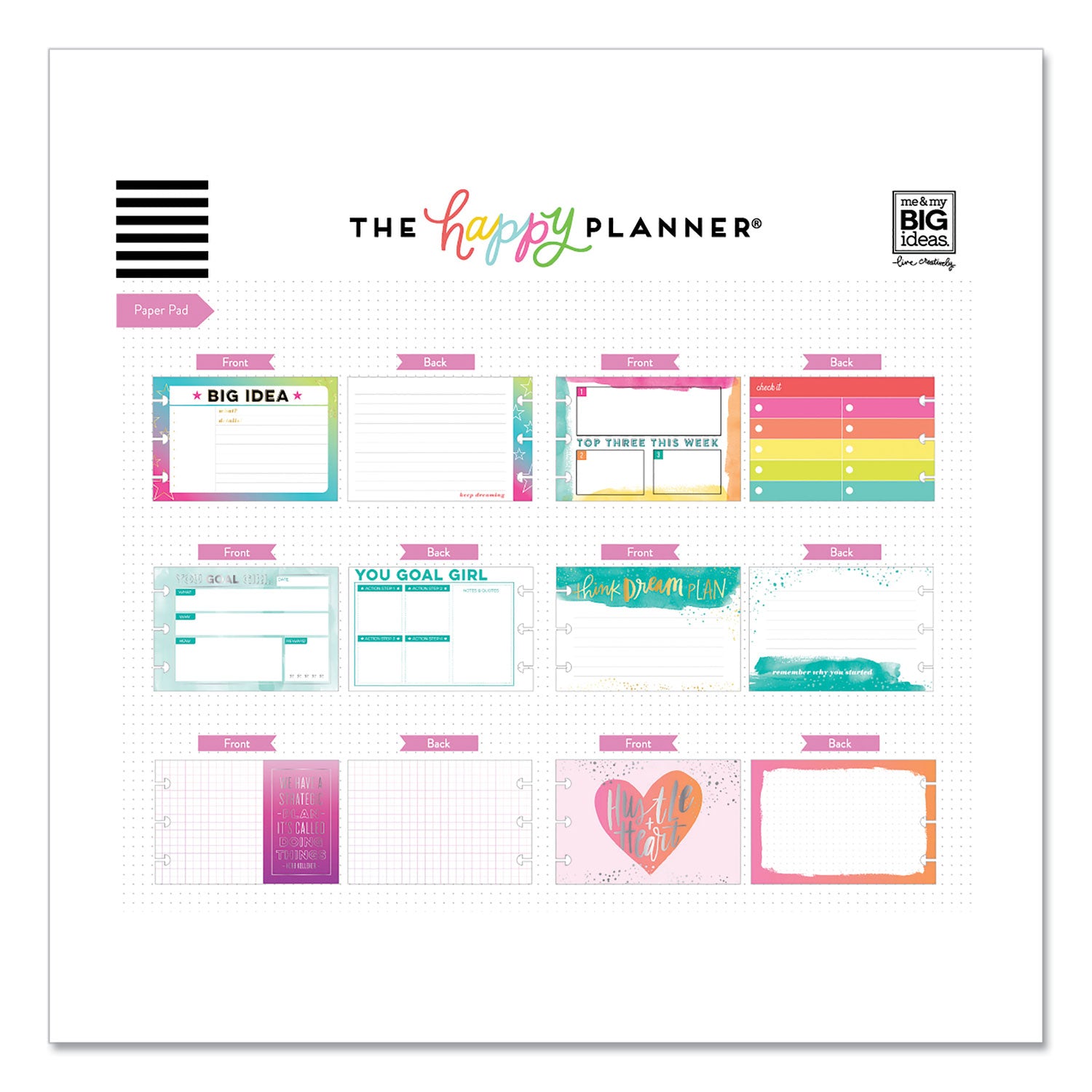 Productivity Multi Accessory Pack, 20 Double-Sided Pre-Punched Cards, 20 Half-Sheet Stickers, 3 Sticky Note Pads