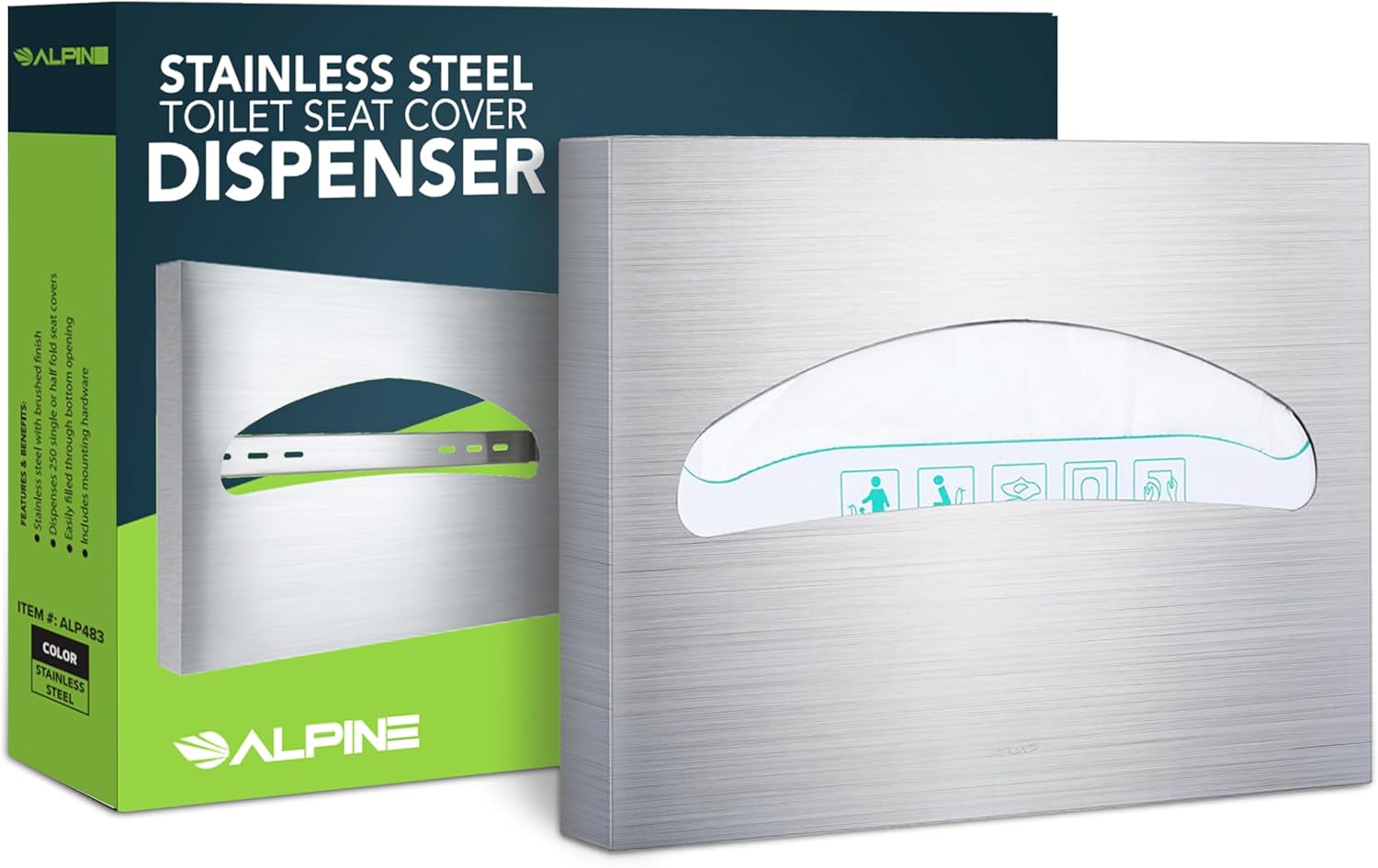 Toilet Seat Cover Dispenser, Stainless Steel Brushed