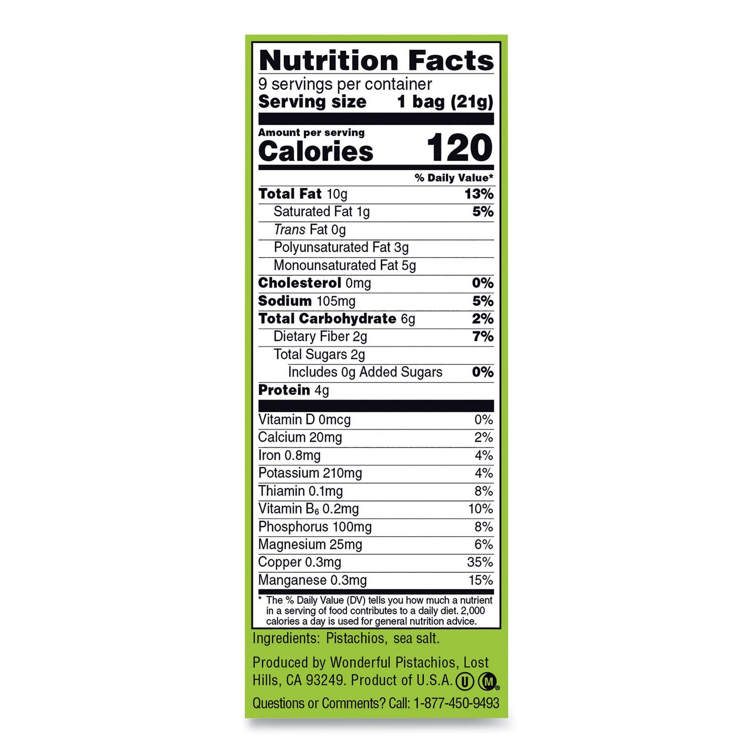 Wonderful No Shells Pistachios, Roasted And Salted, 0.75 Oz Bag, 9 Bags/box, 4 Boxes/carton