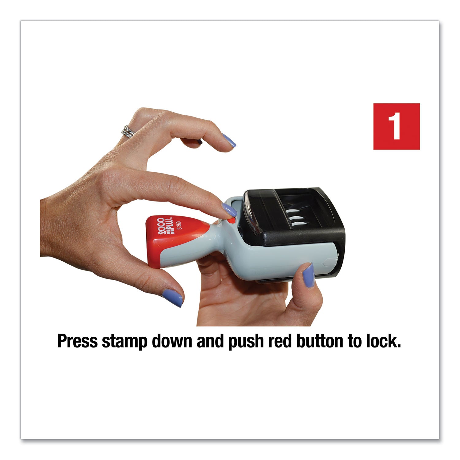 Model S 360 Self-Inking Two-Color Message Dater, 5 Years, Entered/faxed/paid/received, 1.81" X 1.25", Blue/red Ink